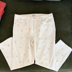 7 For All Mankind Cream Floral Straight Leg Jeans